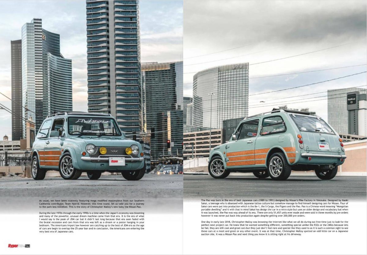 Chris Malloy’s Nissan Pao in a Double Hybrid Fearture for Hyper Tune Magazine
